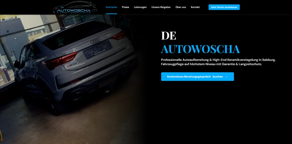 Webseite von DeAutowoscha, umgesetzt von Startpilot Marketing